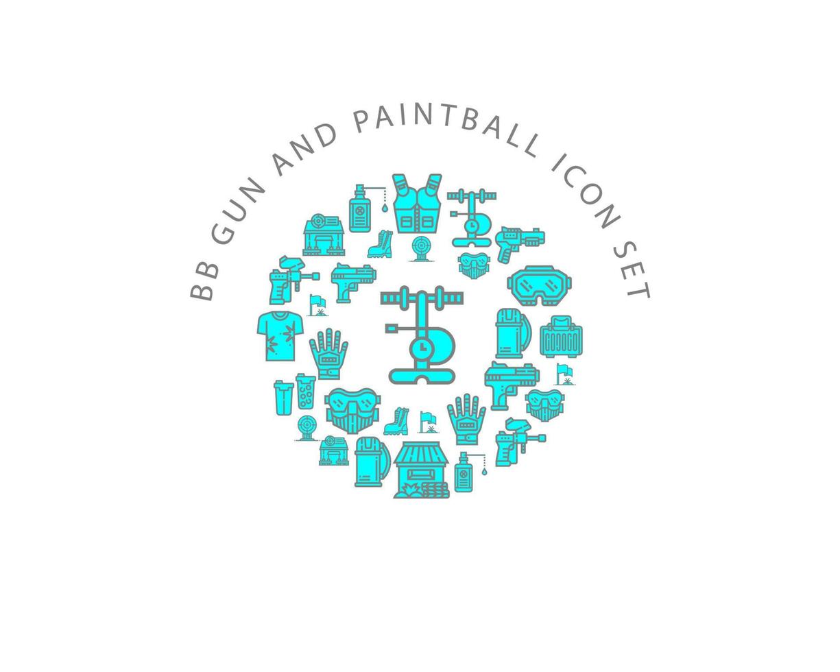 BB gun and paintball icon set on white background. vector