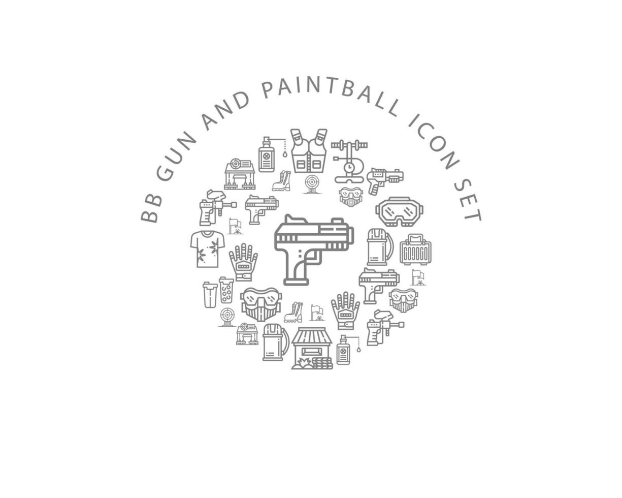 BB gun and paintball icon set on white background. vector