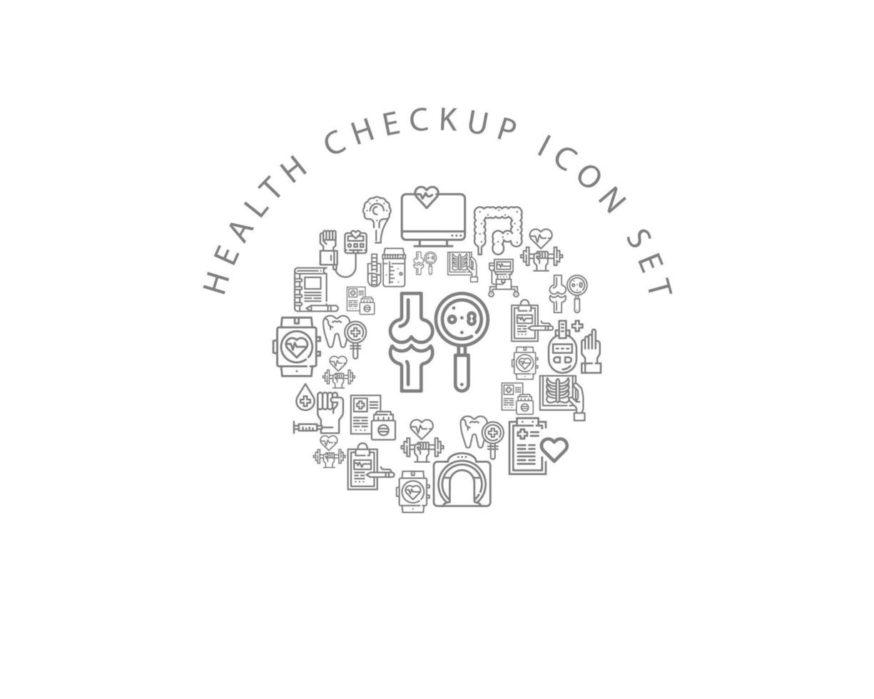 health checkup icon set design on white background vector