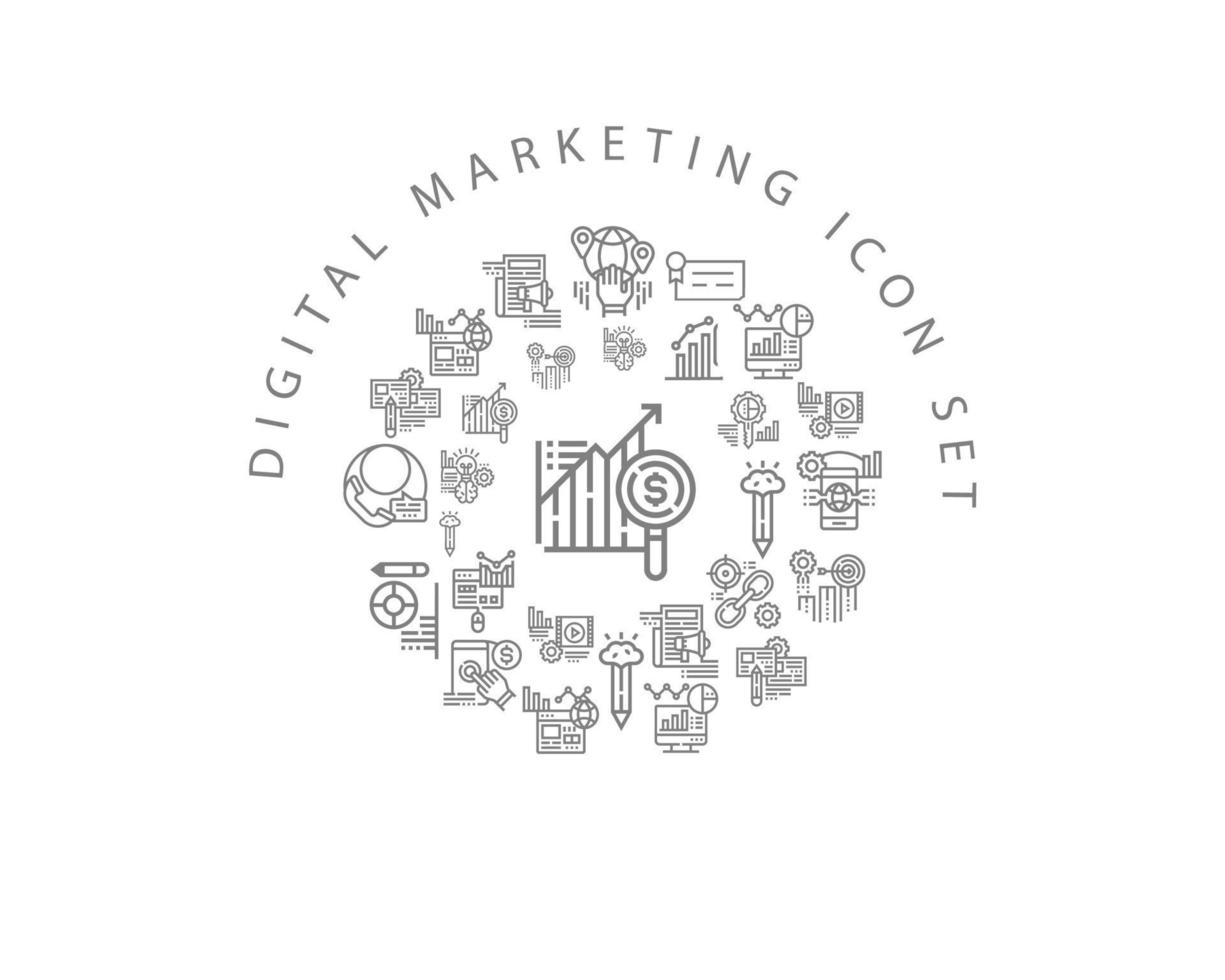 Digital Marketing icon set design on white background vector