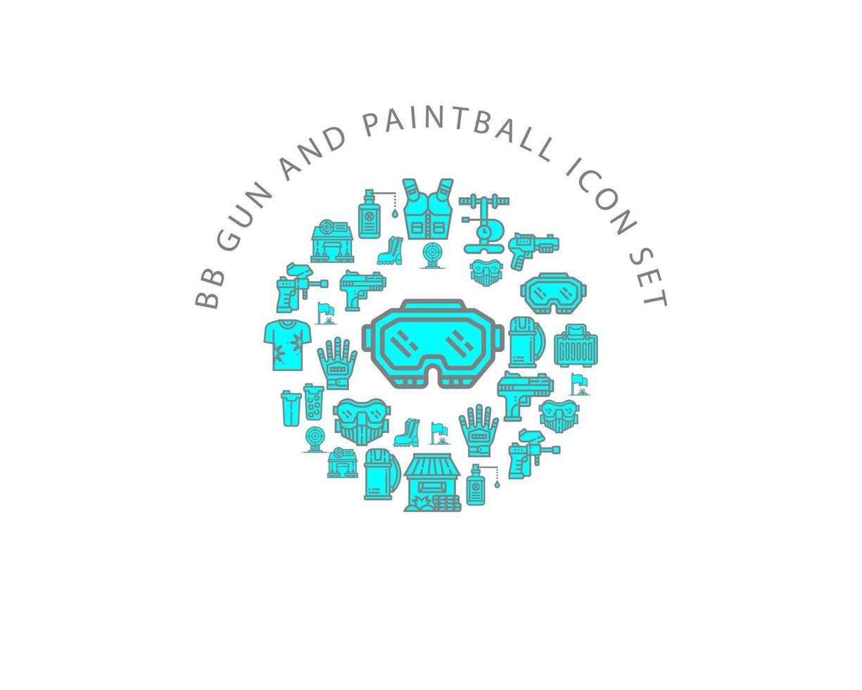 BB gun and paintball icon set on white background. vector