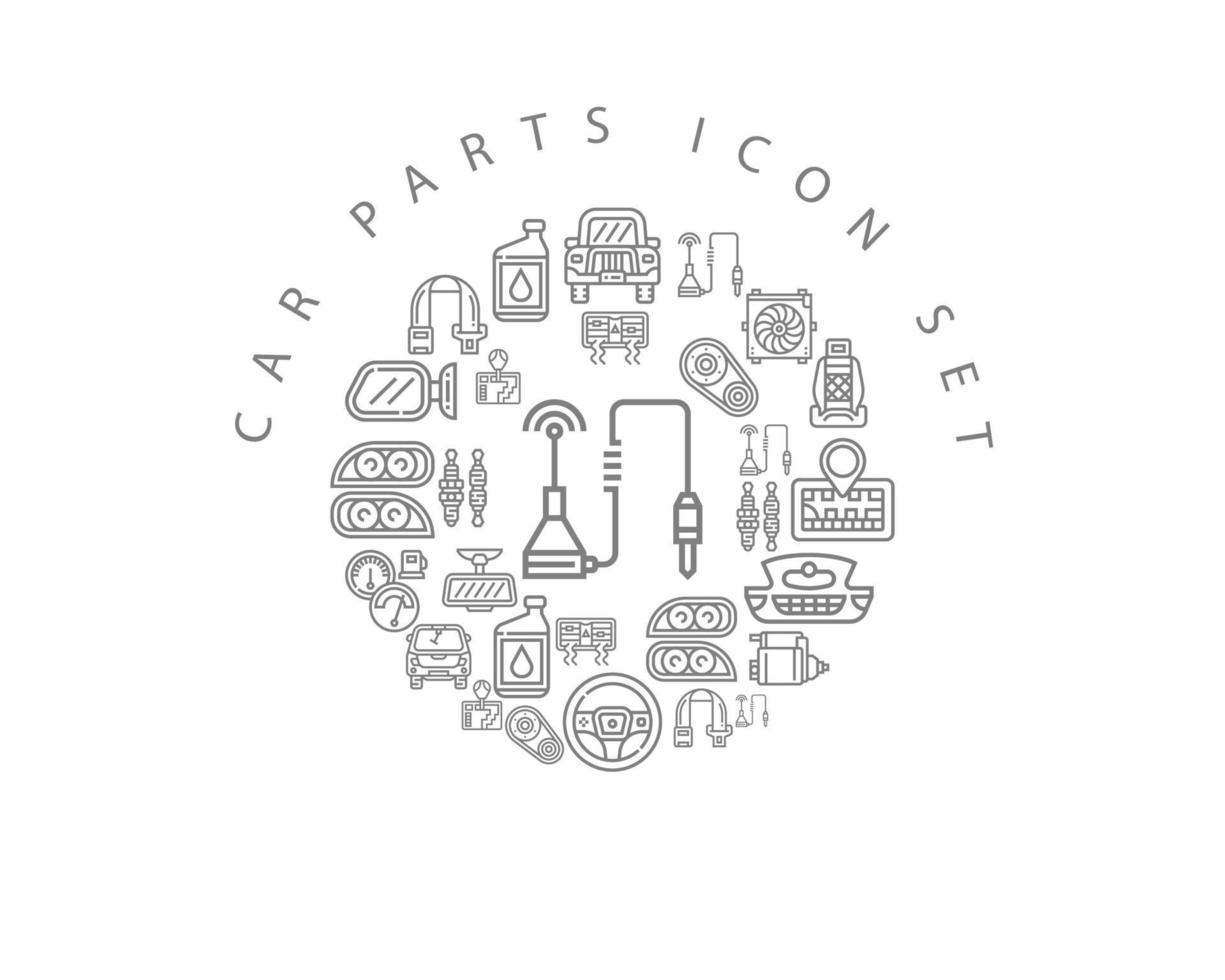 Car parts icon set design on white background. vector