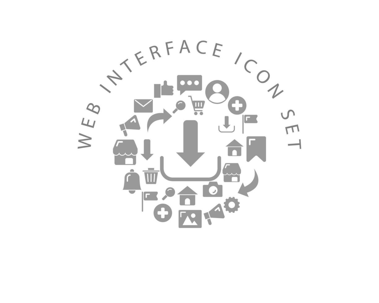 Web interface icon set design on white background. vector