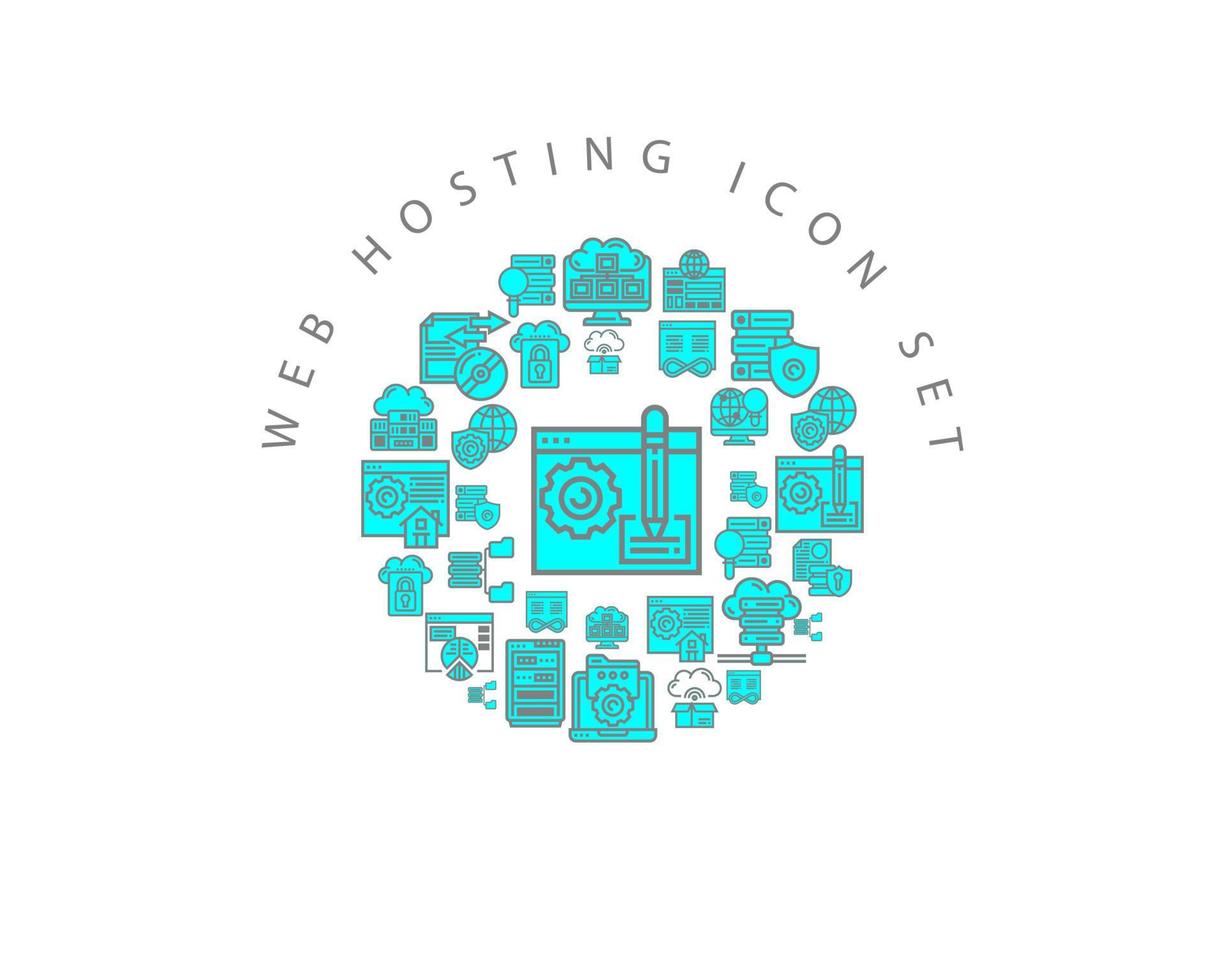 Web hosting icon set design on white background. vector