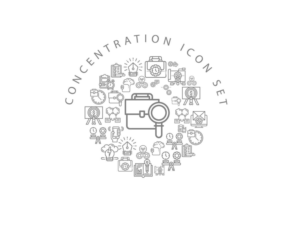 Concentration icon set design on white background. vector