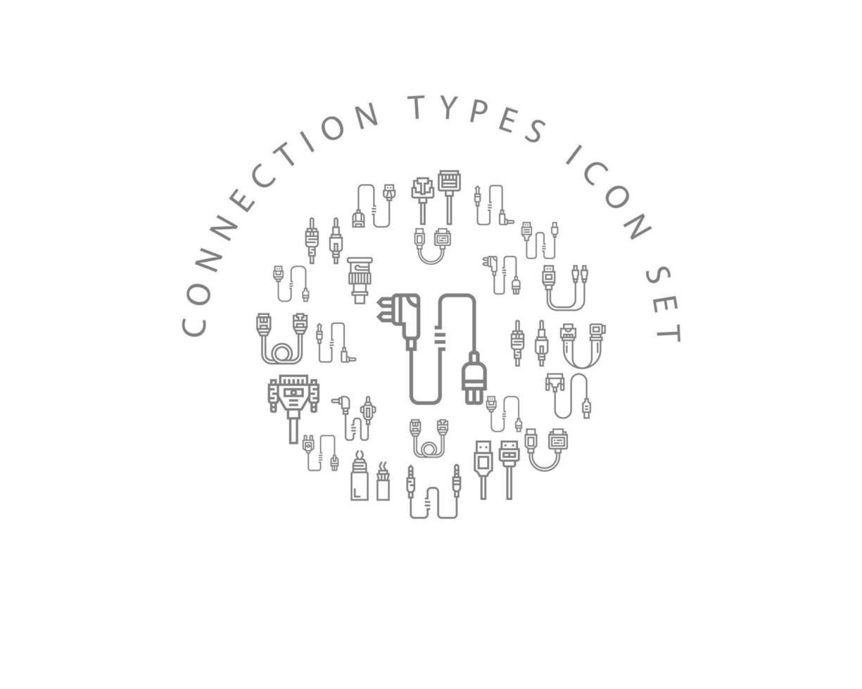 Connection types icon set design on white background vector