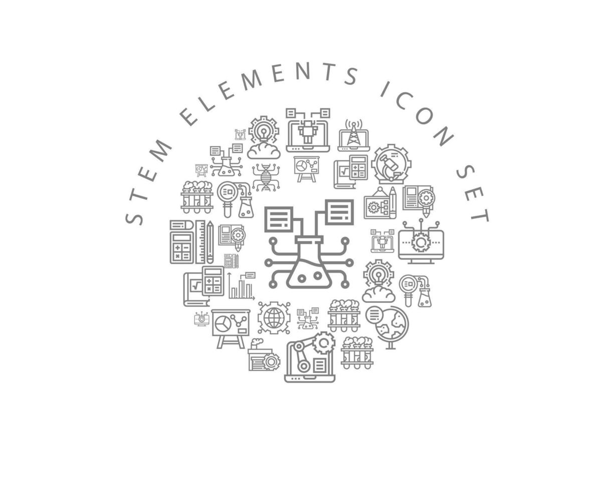 Stem elements icon set design on white background. vector