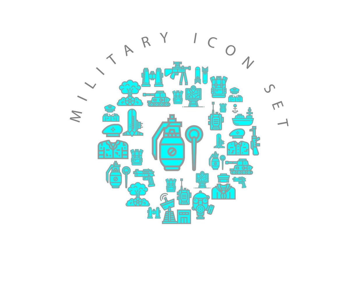 Military icon set design on white background vector