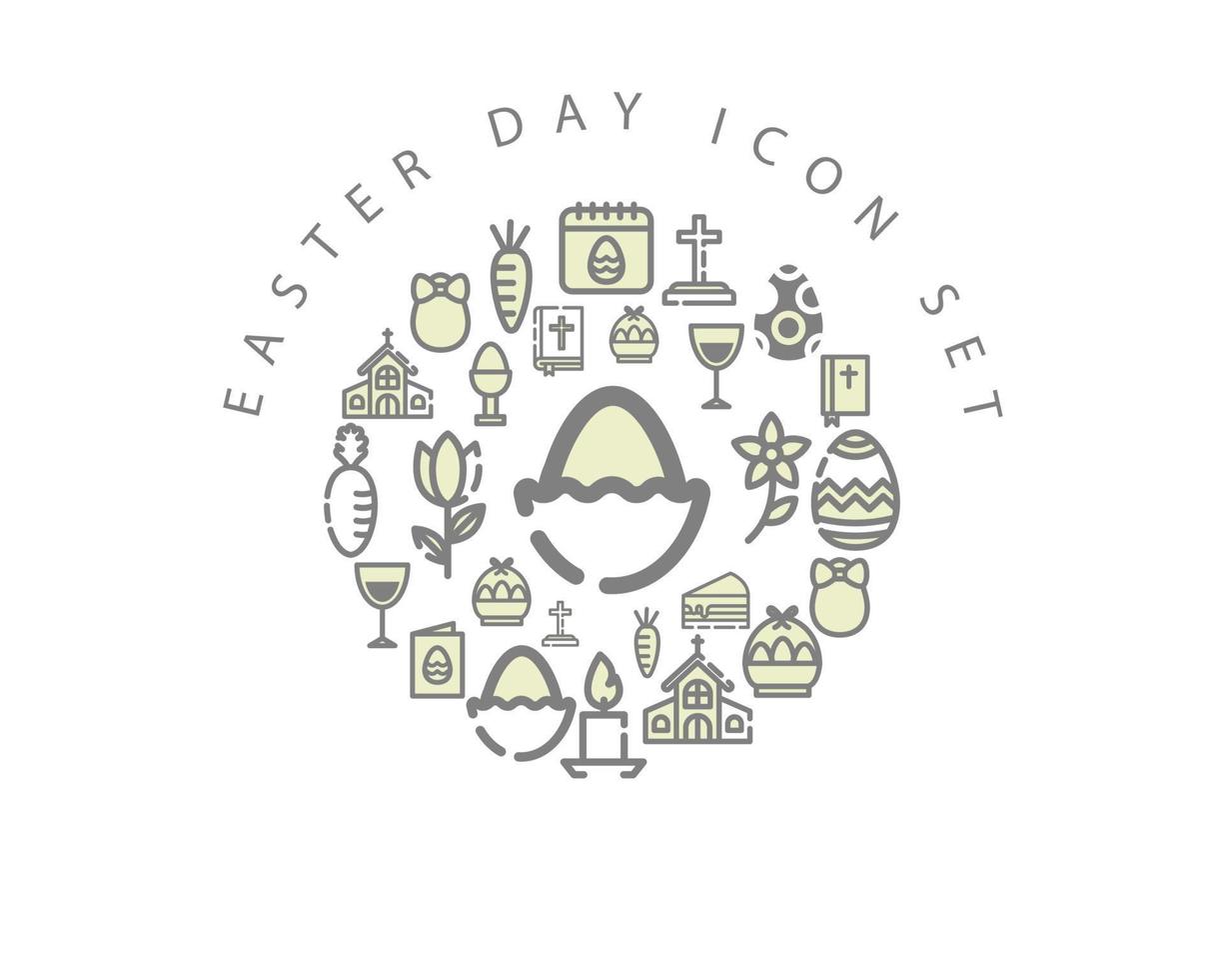 Easter day icon set design on white background. vector