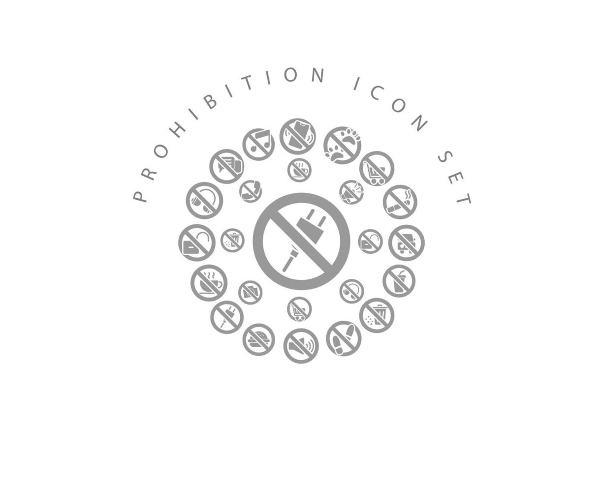 Prohibition icon set design on white background vector