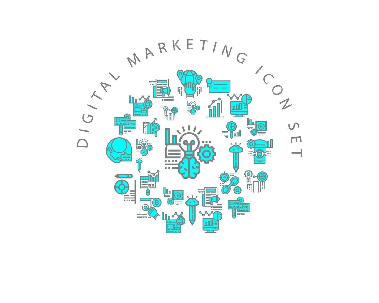 Digital Marketing icon set design on white background vector