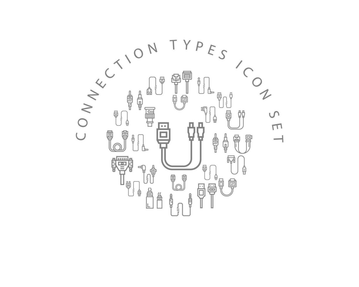 Connection types icon set design on white background vector