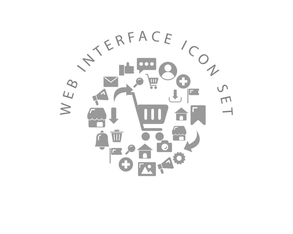 Web interface icon set design on white background. vector