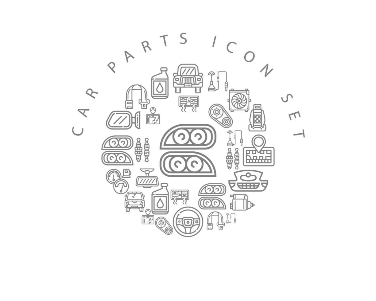 Car parts icon set design on white background. vector