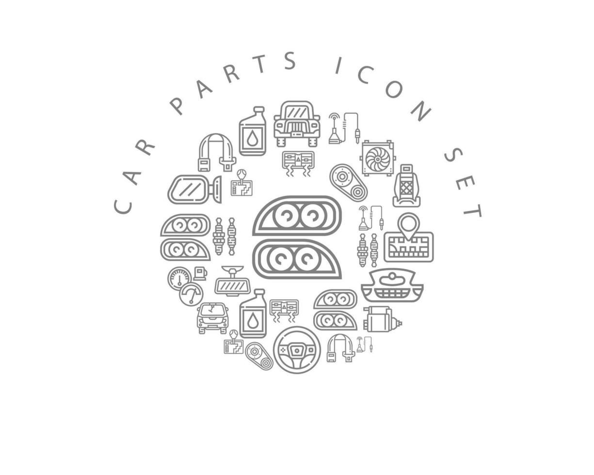 Car parts icon set design on white background. vector