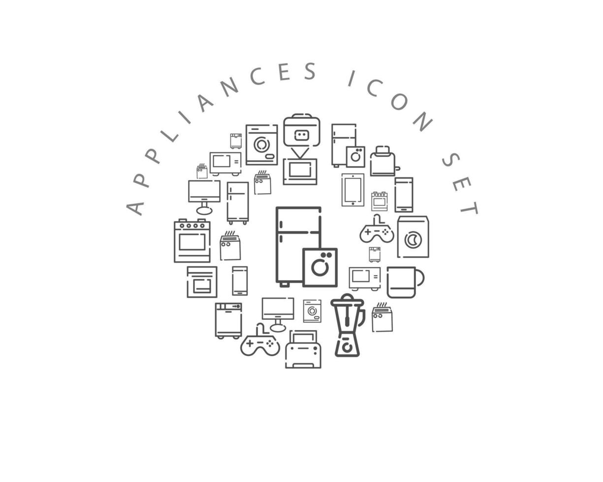 Appliances flat icon set design on white background. vector