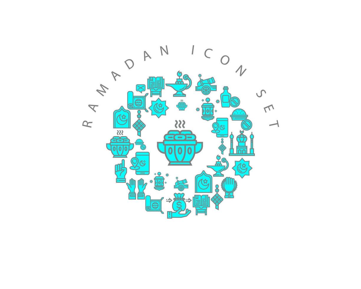 Ramadan icon set design on white background. vector