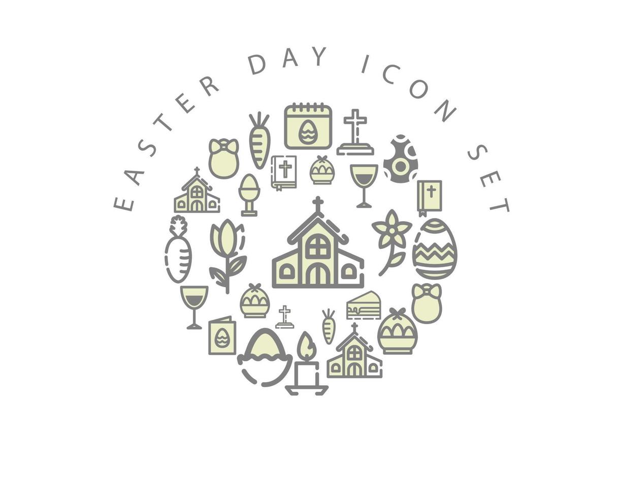 Easter day icon set design on white background. vector