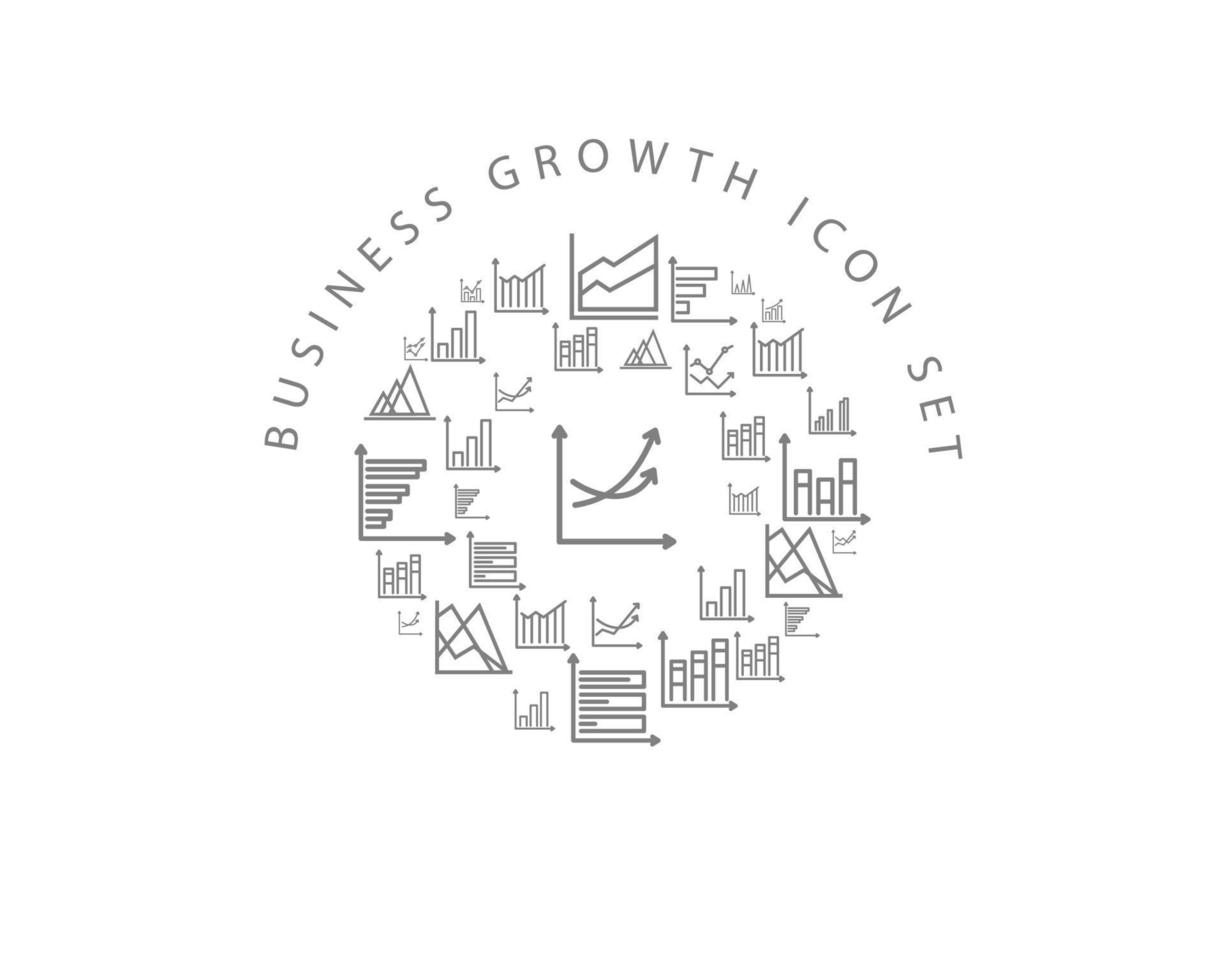Business growth icon set design on white background. vector