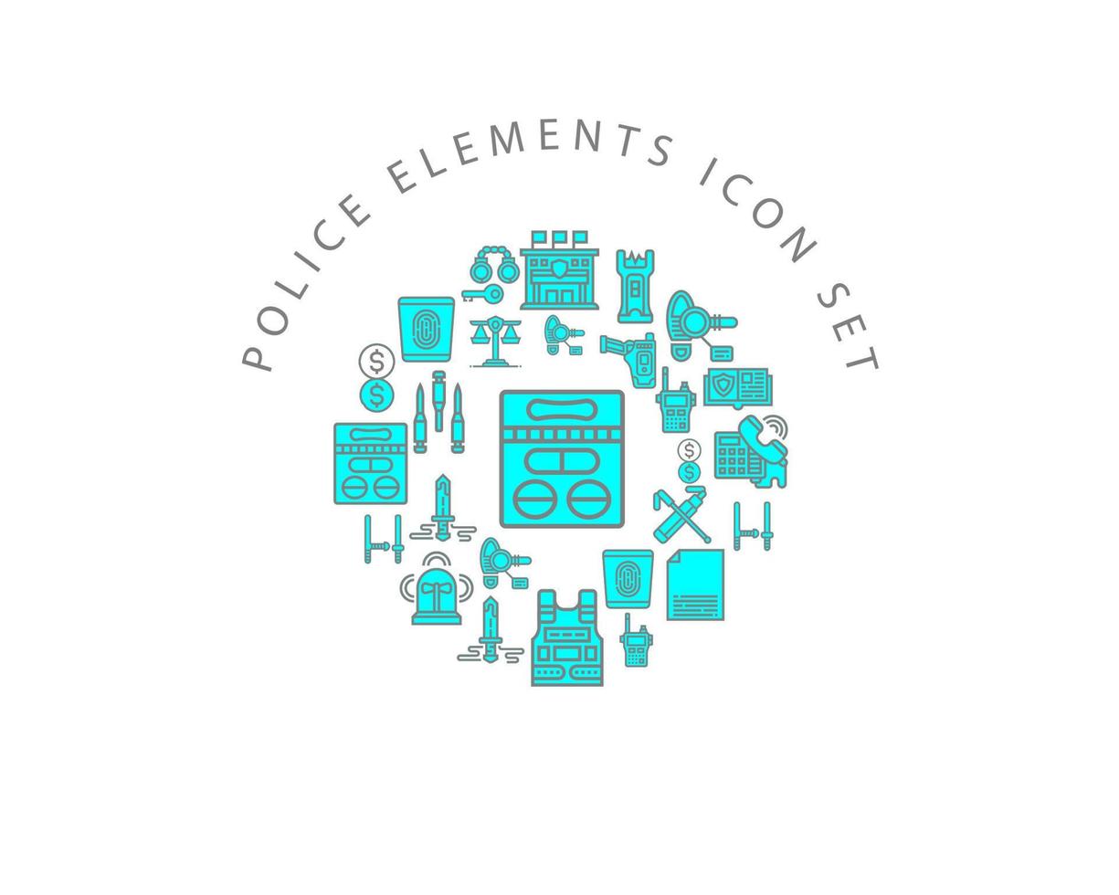 Police Elements icon set design on white background. vector