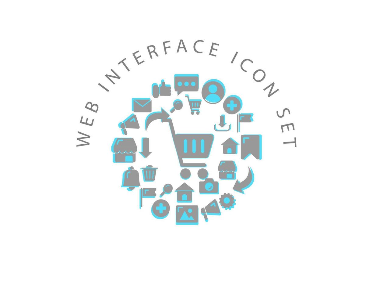 Web interface icon set design on white background. vector