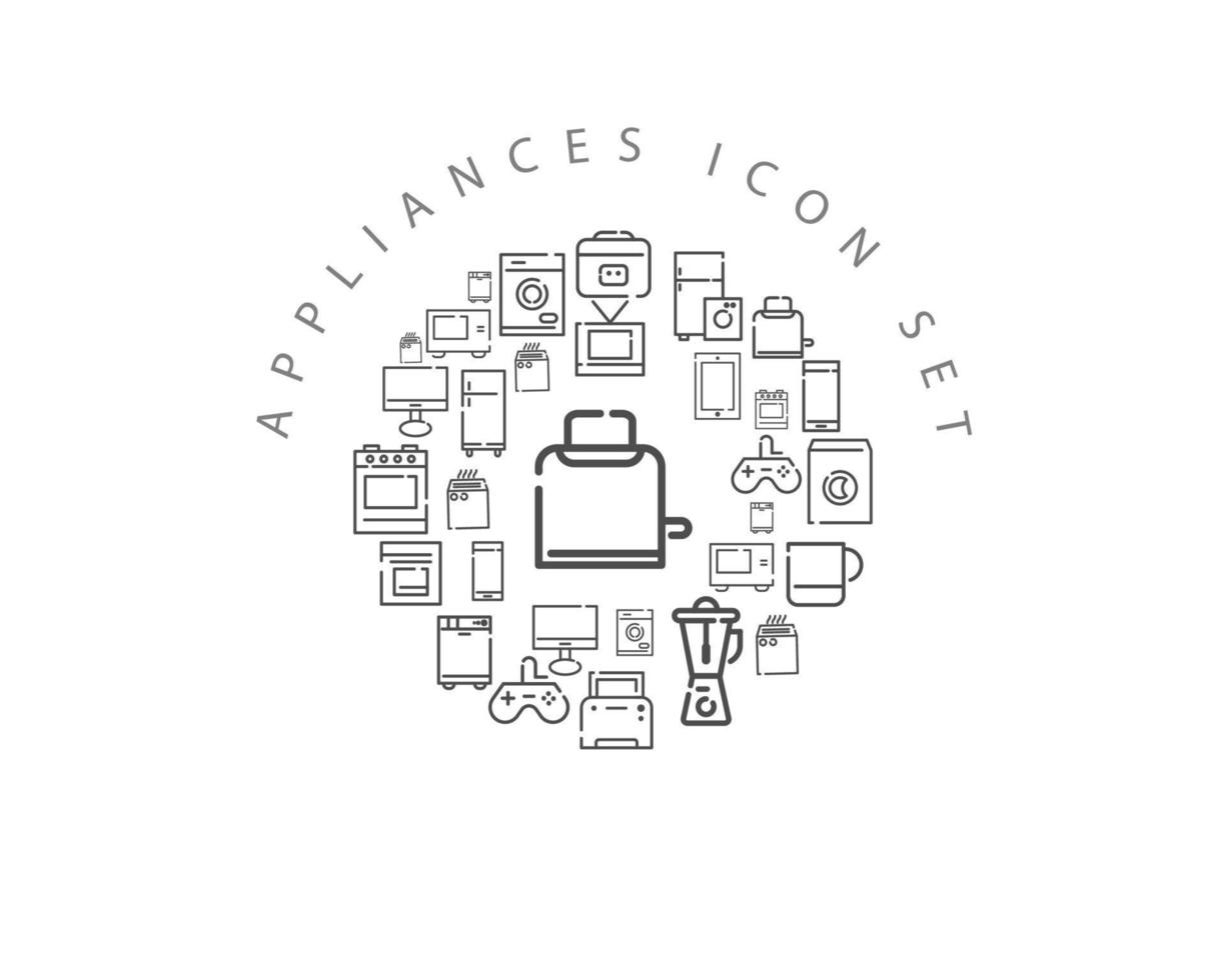 Appliances flat icon set design on white background. vector