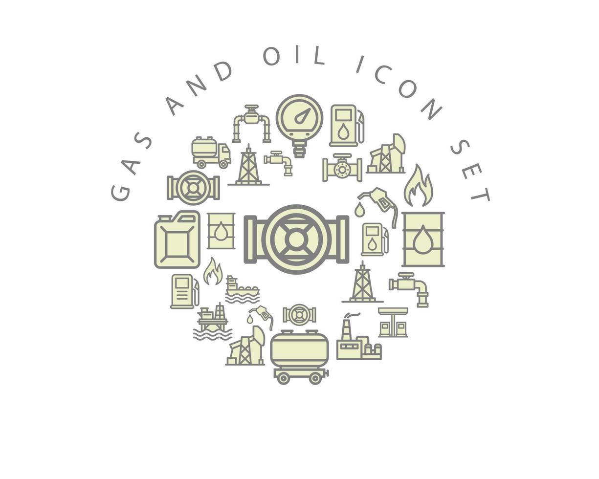 Gas and oil icon set design on white background. vector