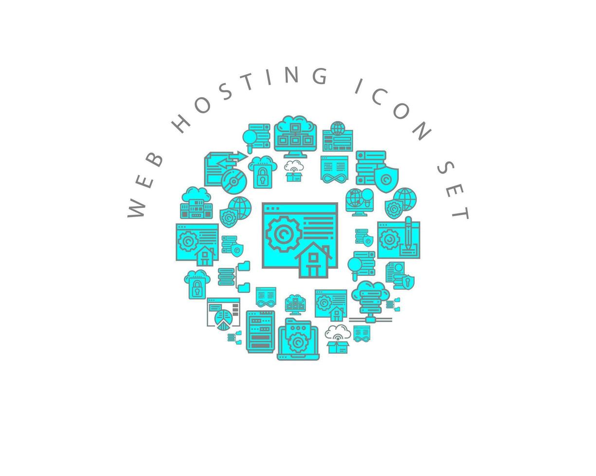 Web hosting icon set design on white background. vector