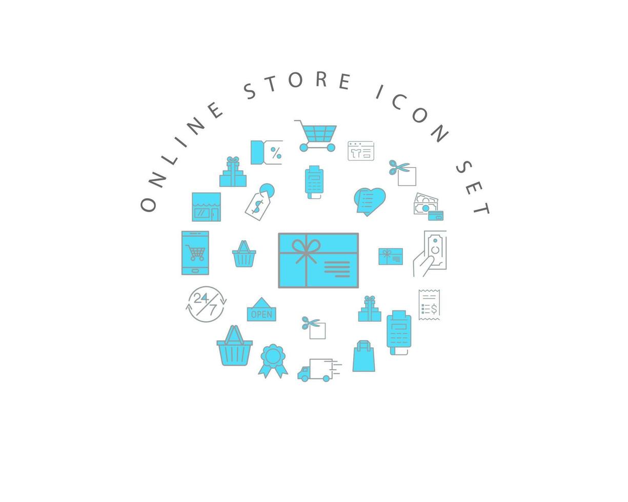 Online store icon set design on white background. vector