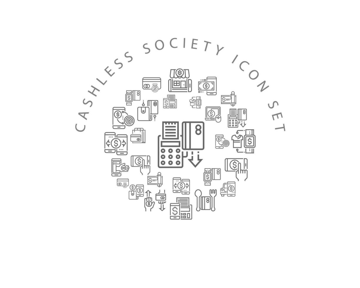 Cashless society icon set design on white background vector