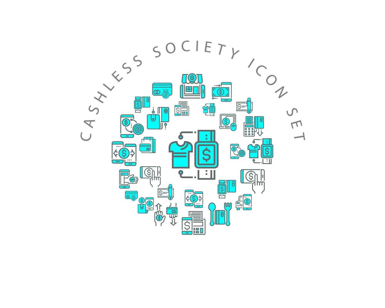 Cashless society icon set design on white background vector