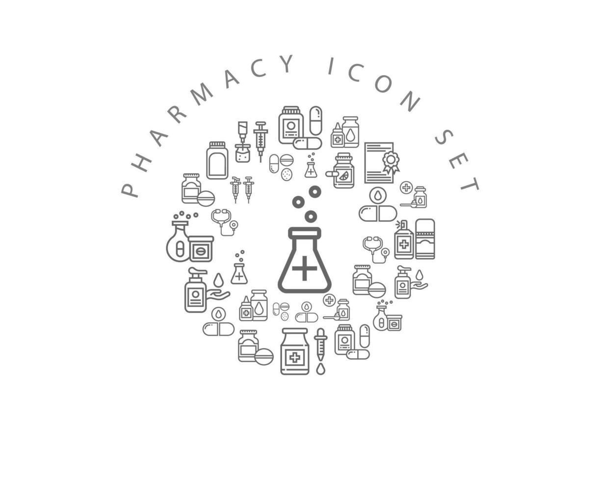 Pharmacy icon set design on white background. vector