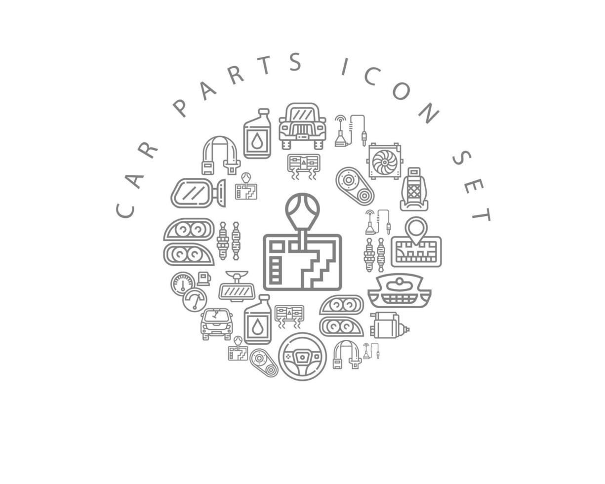 Car parts icon set design on white background. vector