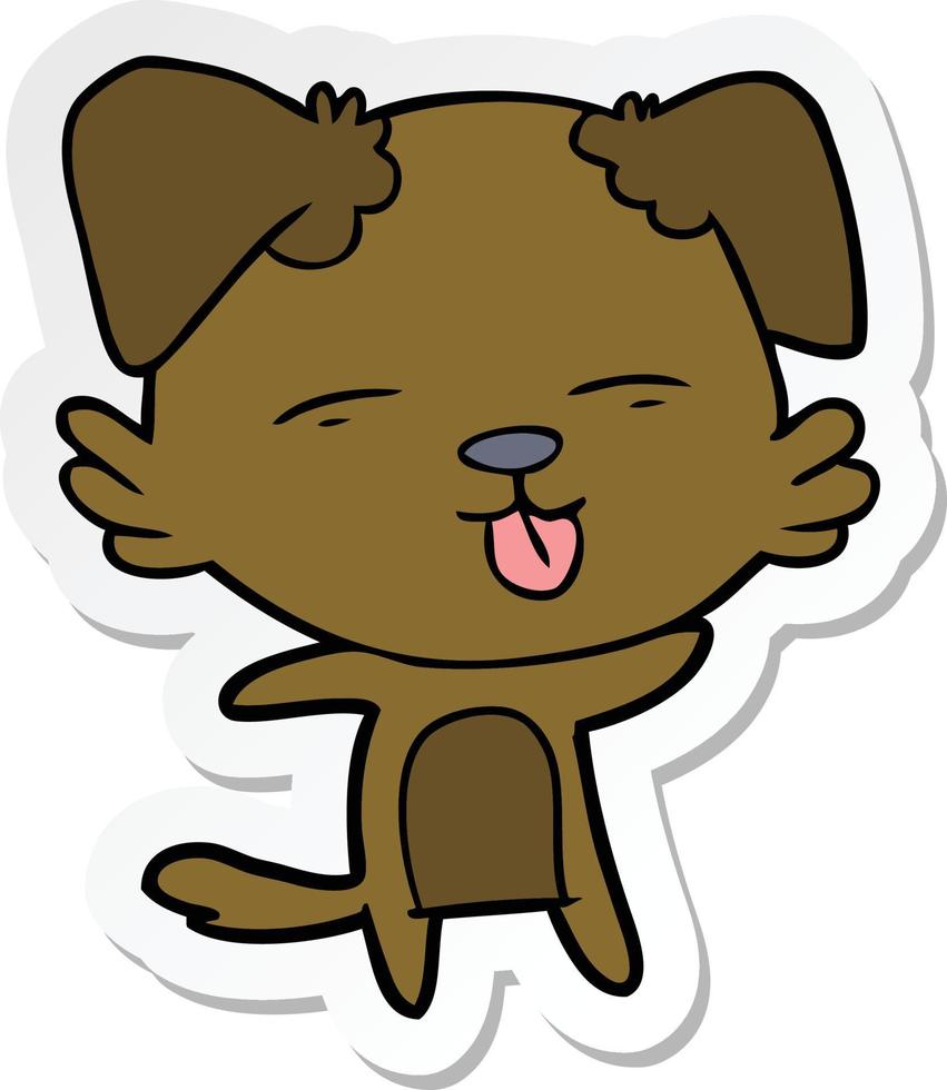 sticker of a cartoon dog sticking out tongue vector