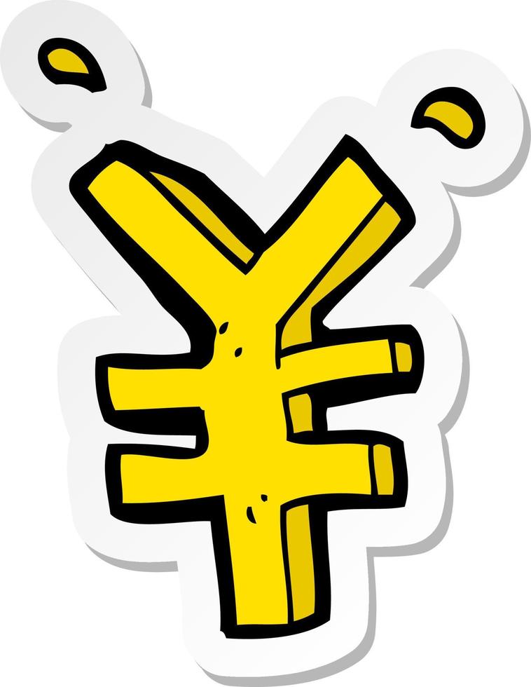 sticker of a cartoon yen symbol vector