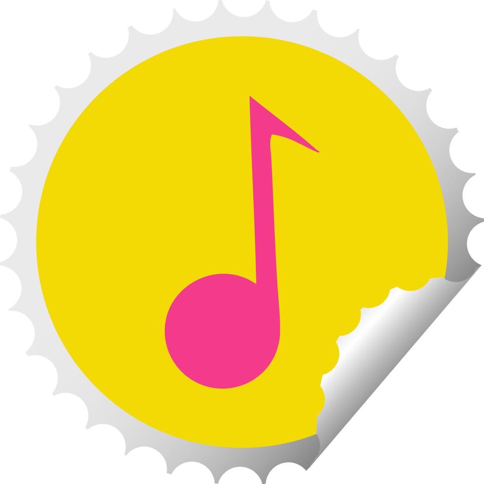 circular peeling sticker cartoon musical note vector