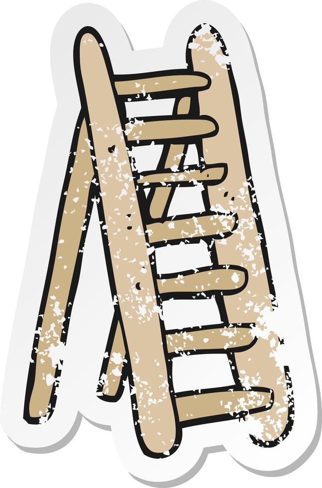 retro distressed sticker of a cartoon ladder vector