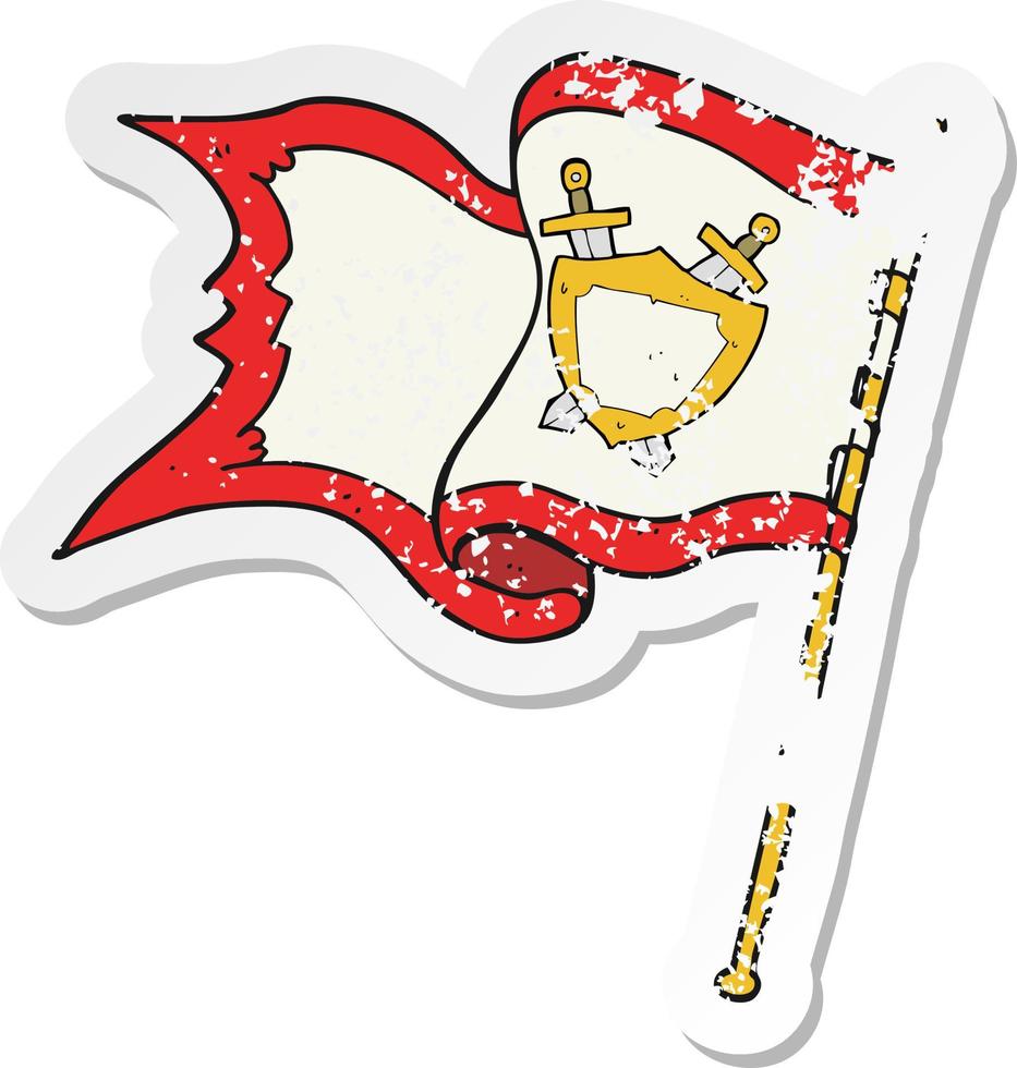 retro distressed sticker of a cartoon flag blowing in wind vector