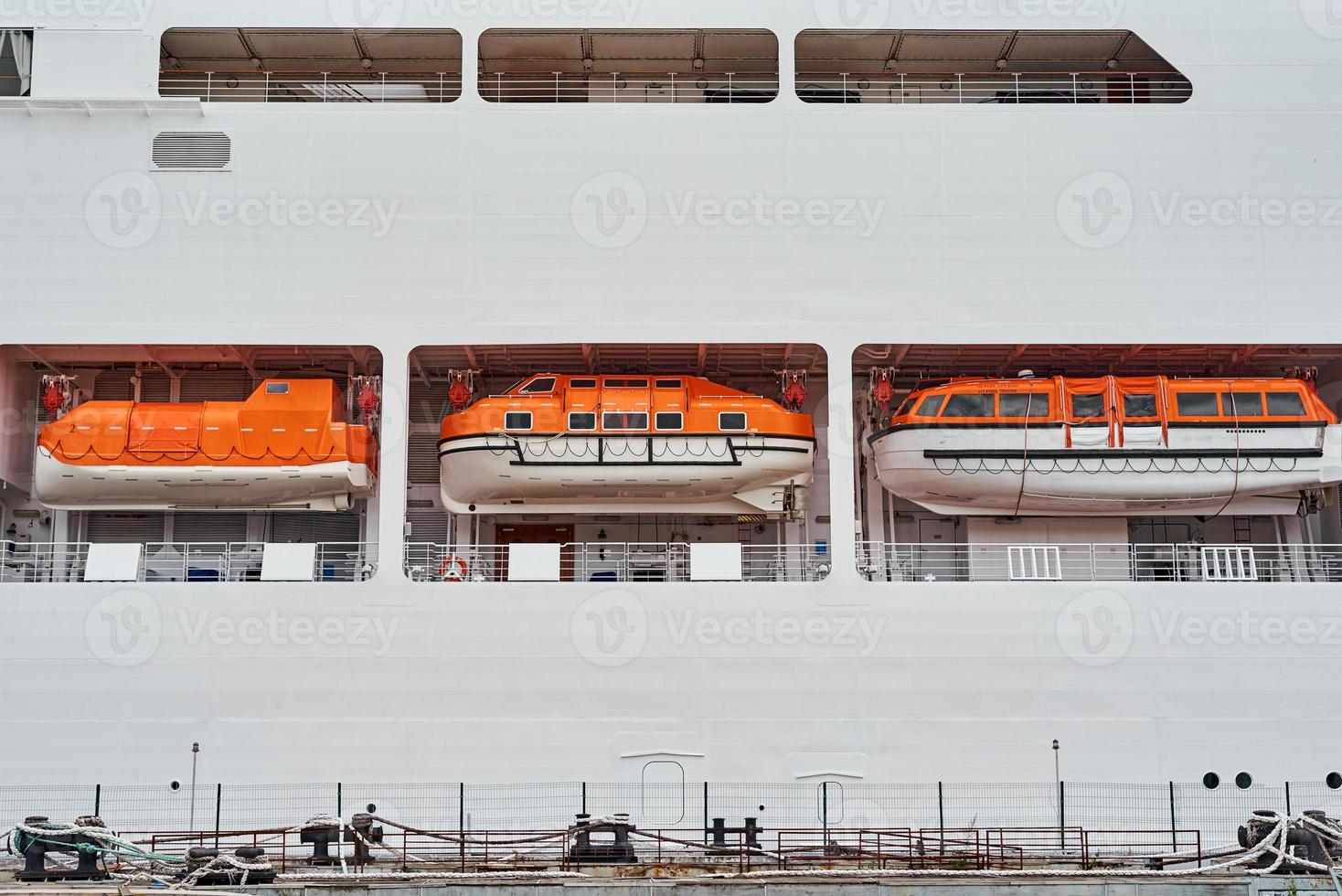 Close up of cruise ship liner docked in the port photo