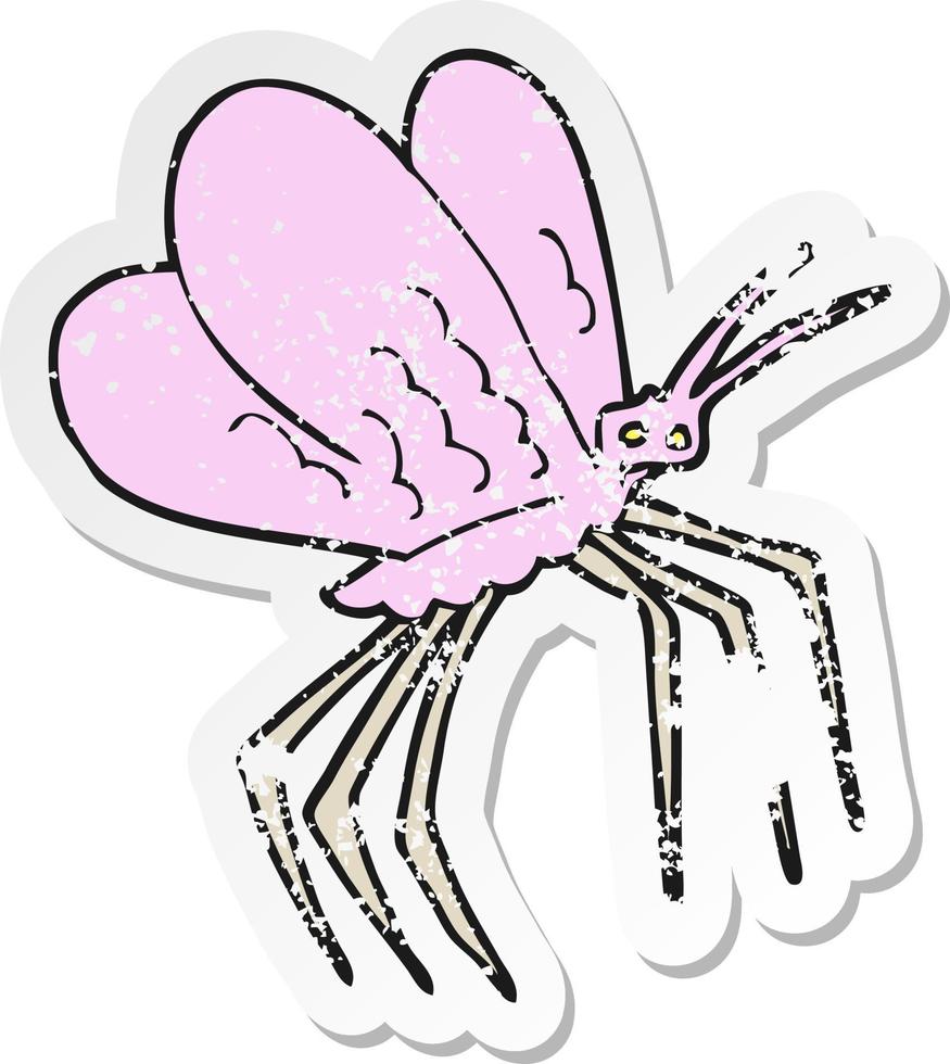 retro distressed sticker of a cartoon butterfly vector