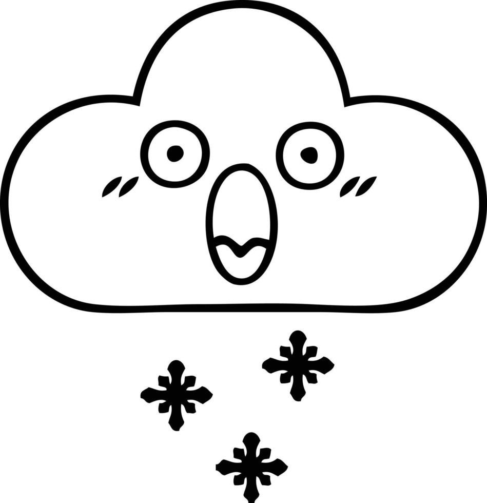 line drawing cartoon storm snow cloud vector