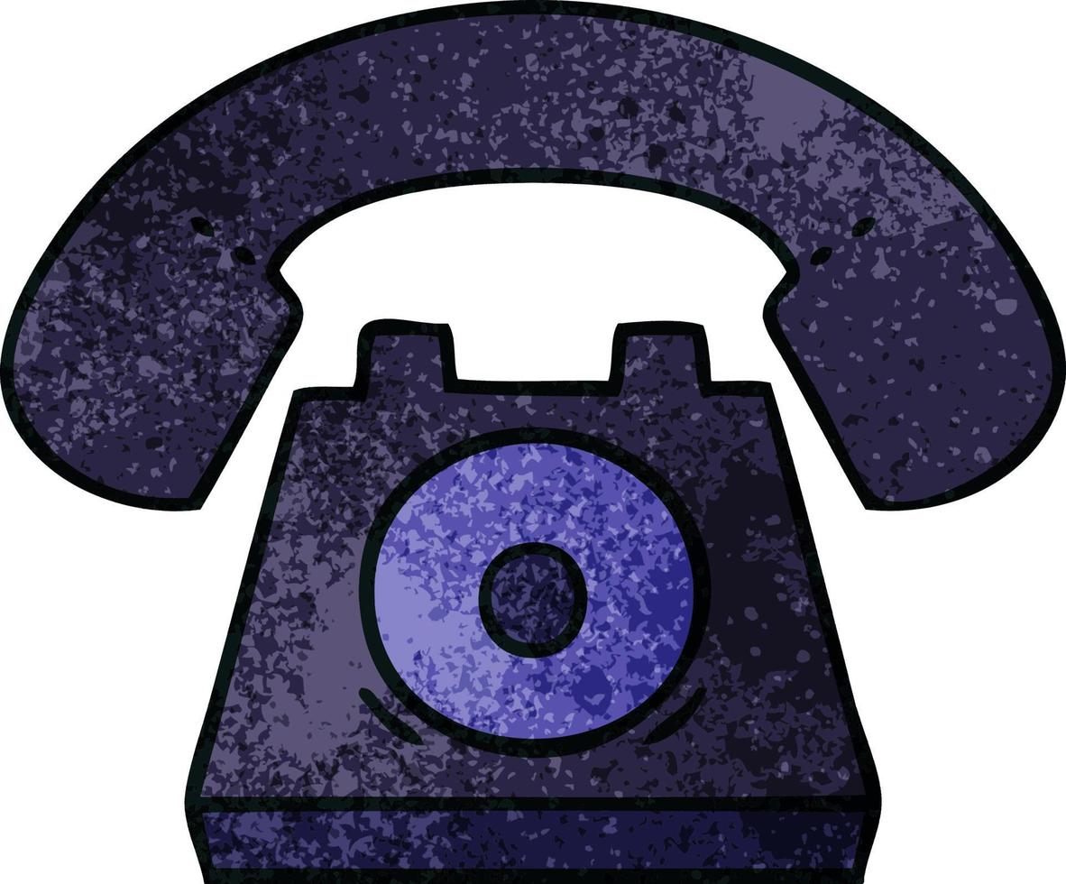 retro grunge texture cartoon old telephone vector