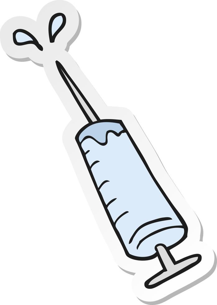 sticker of a cartoon medical needle vector