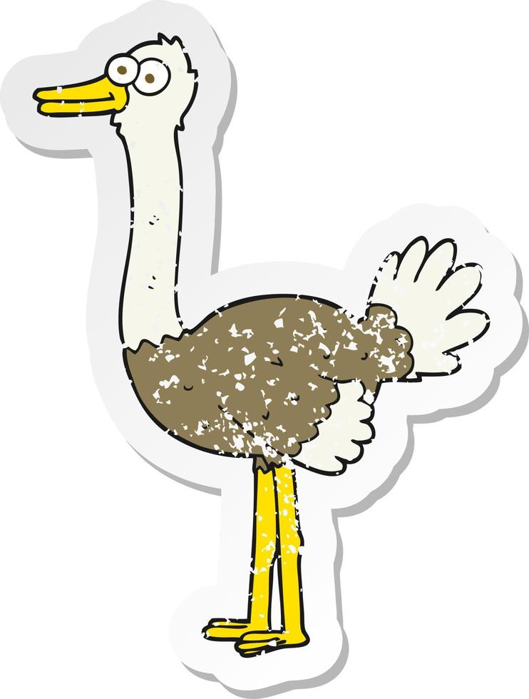 retro distressed sticker of a cartoon ostrich vector