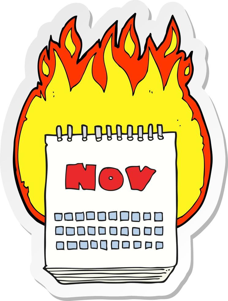 sticker of a cartoon calendar showing month of november vector