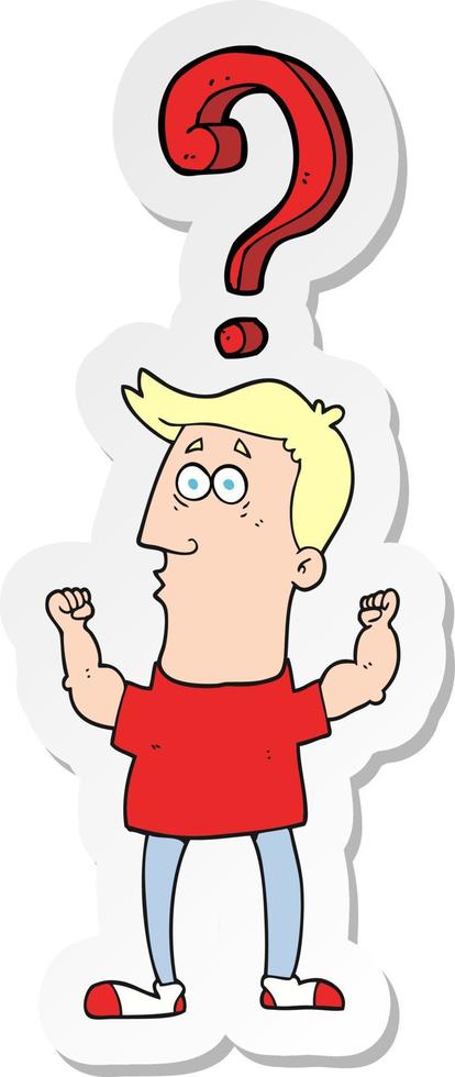 sticker of a cartoon man with question vector