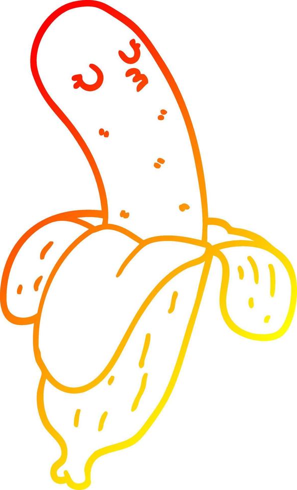 warm gradient line drawing cartoon banana vector