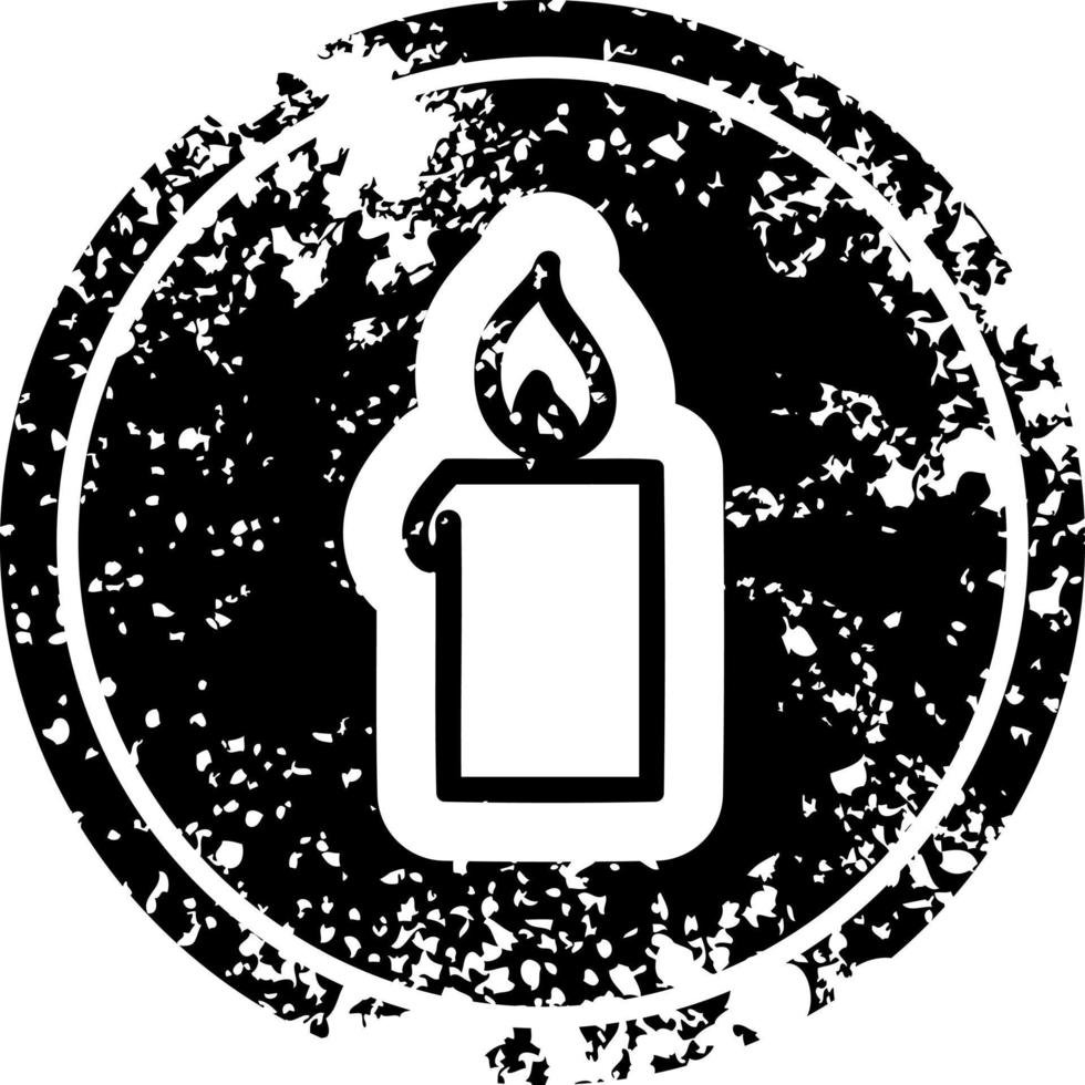 burning candle distressed icon vector