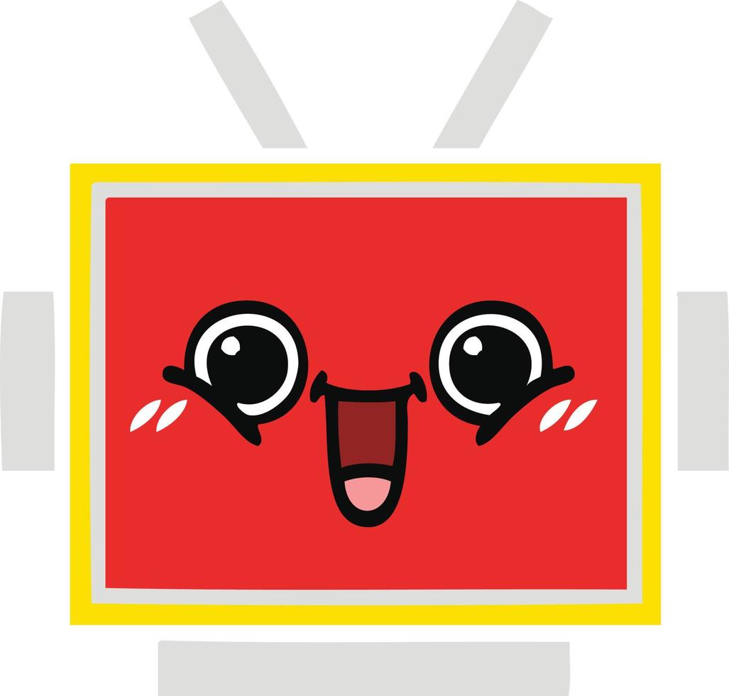 flat color retro cartoon robot head vector