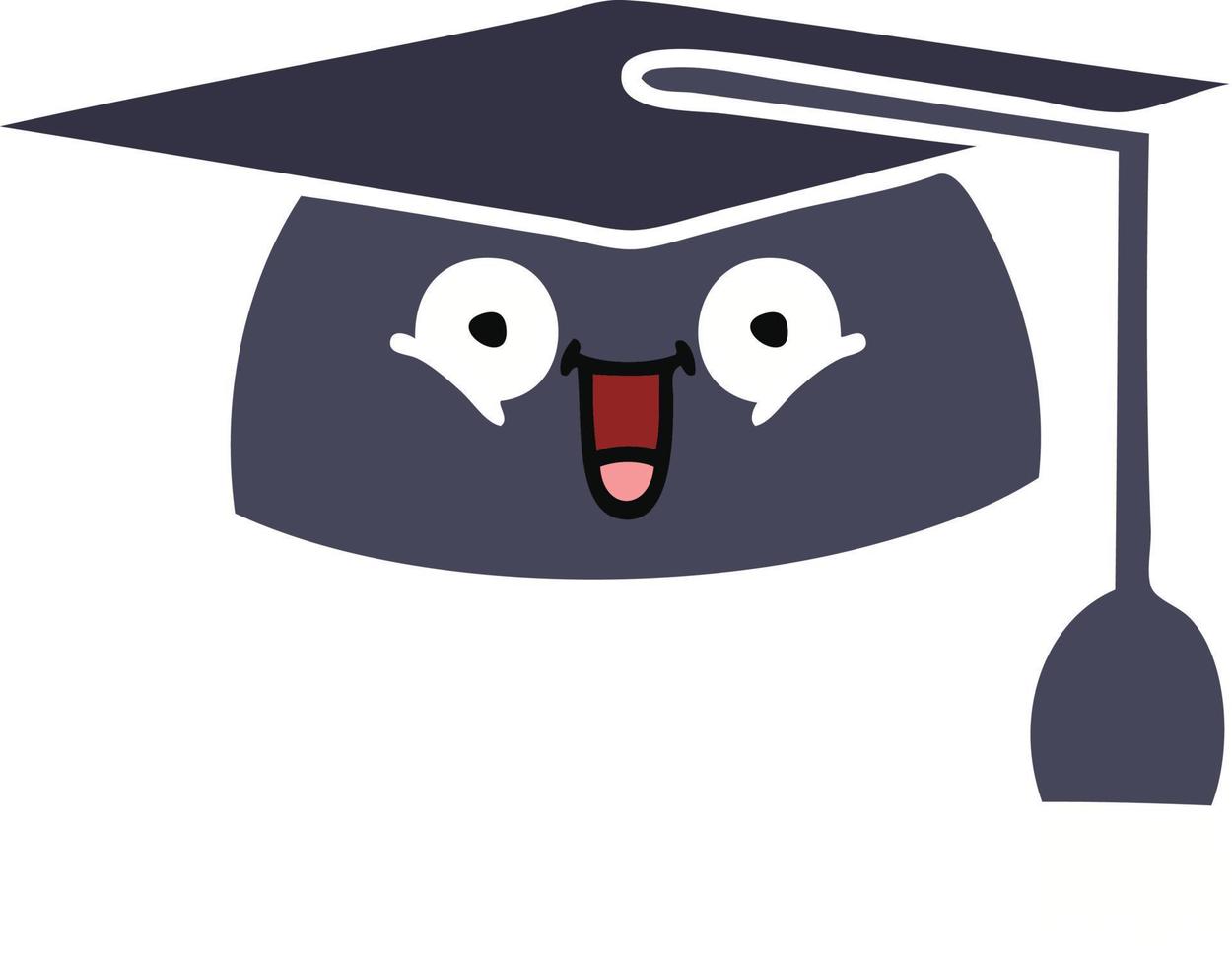 flat color retro cartoon graduation hat vector